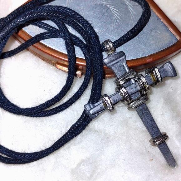 Cross of Nails Pewter Pendant - Picture 2 of 9